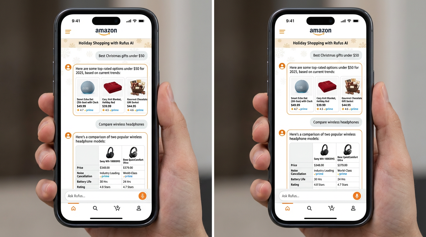 Amazon Rufus AI chatbot interface on smartphone
