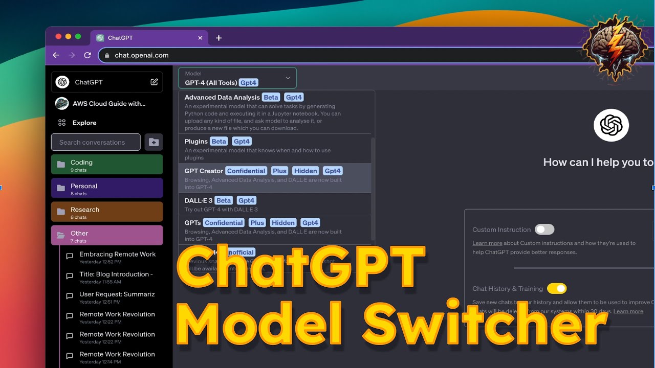 Modern ChatGPT interface from 2025 showing the GPT-5.1 model selector and tone customization options