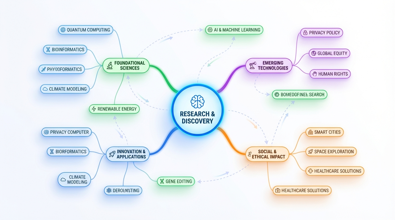 Colorful, interconnected mind map visualization
